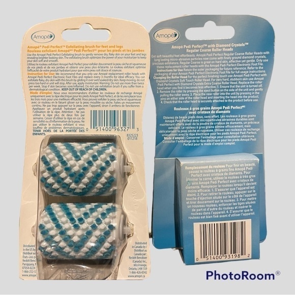 Amope Pedi Perfect Foot File Exfoliating and regular brush refills, 4 counts. - Picture 2 of 2